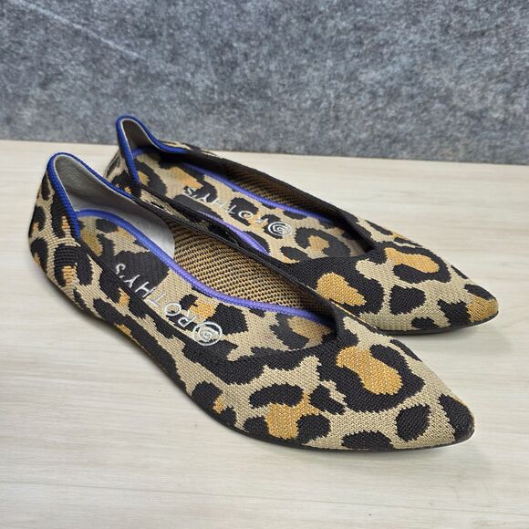 Rothy's The Point Big Cat Leopard Animal Print Ballet Flats Women’s Size 8 - Picture 1 of 7
